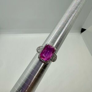 Bomb Party Ring Size 8 RG42054 I'm Here For It, Pink Corundum in Rhodium